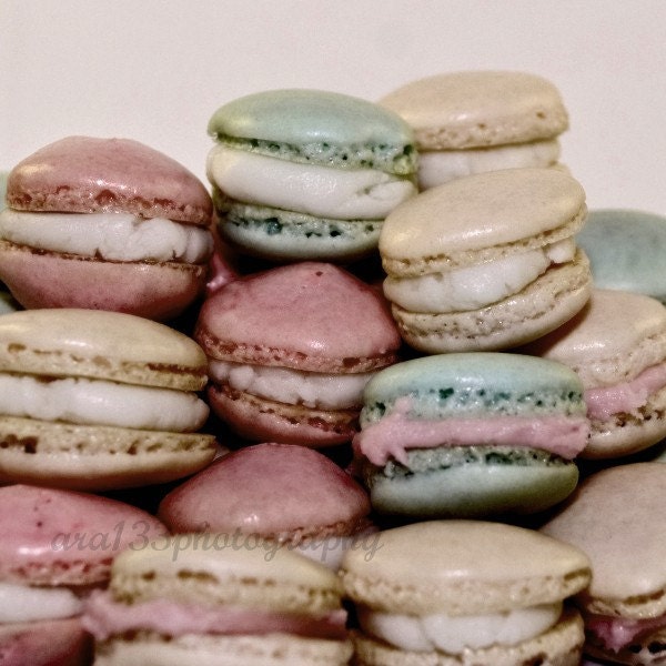50% OFF SALE-Food Photograph, Still Life Picture, Parisian, French Macarons, Pastel - 5x5 inch Fine Art Pastel Photography -Macarons