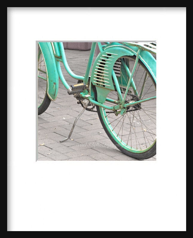 Bicycle Decor, Still Life Photography, Bike Picture,  5x5 inch Photograph of a Teal Bicycle - Cruising About Town