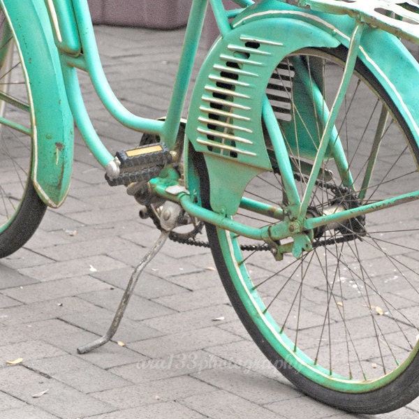 Bicycle Decor, Still Life Photography, Bike Picture,  5x5 inch Photograph of a Teal Bicycle - Cruising About Town