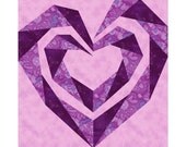Twisting Spiral Heart paper pieced quilt block pattern INSTANT DOWNLOAD PDF
