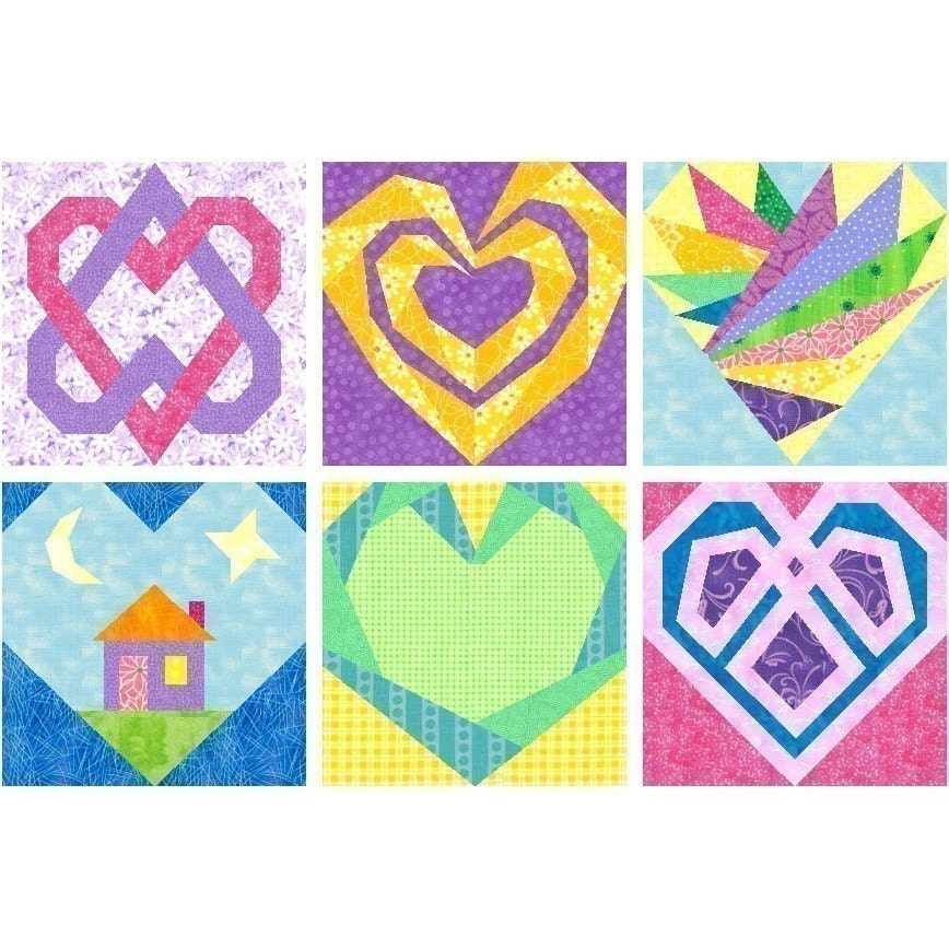 Hearts Aplenty Quilt Block Pattern Pack INSTANT DOWNLOAD PDF