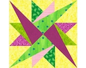 Leysin Star paper pieced quilt block pattern INSTANT DOWNLOAD PDF
