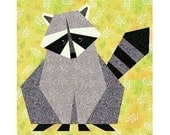 Raccoon paper pieced quilt block pattern INSTANT DOWNLOAD PDF