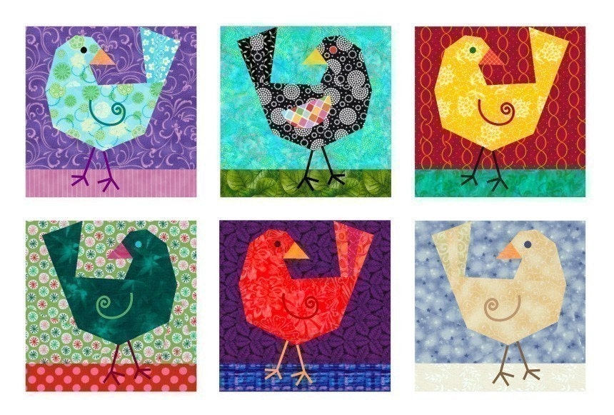 Birdie Bird paper piecing quilt block pattern INSTANT DOWNLOAD PDF