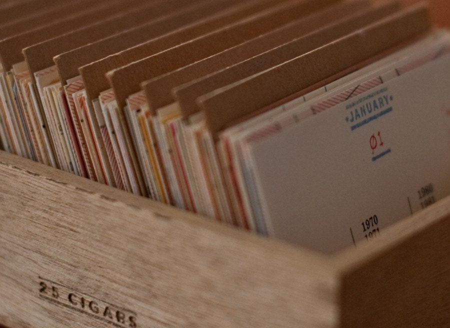 Perpetual Desk Calendar (Vintage paper cards)