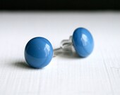 Fused Glass Stud Earrings - Egyptian Blue - 10mm