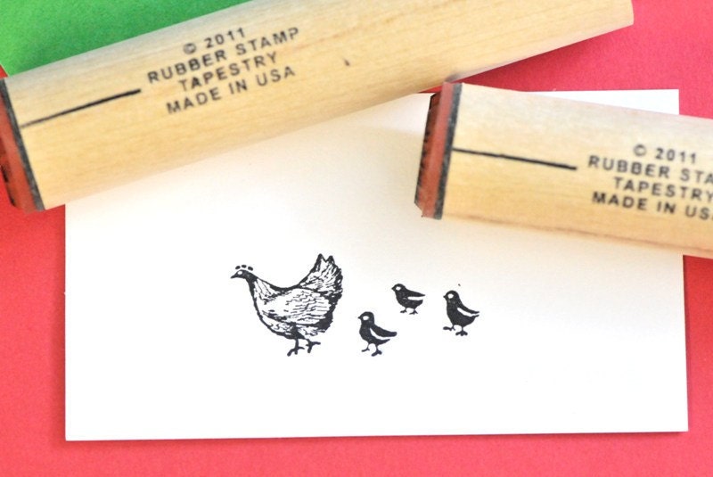 Hen and Chicks Rubber Stamp Set