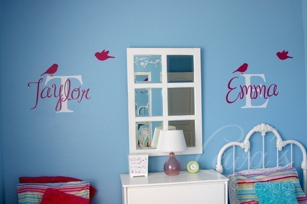 Birdies Custom Name and Monogram Vinyl Wall Decal