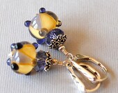 Jester Lampwork, Crystal, and Sterling Earrings by Happy Shack Designs