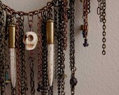 dripping with FRINGE necklace SKULLS howlite spikes BULLET casings