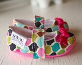 maryjane baby girl shoes toddler newborn velcro strap booties pink aqua slippers SWAG shower gift morocco beat ribbon