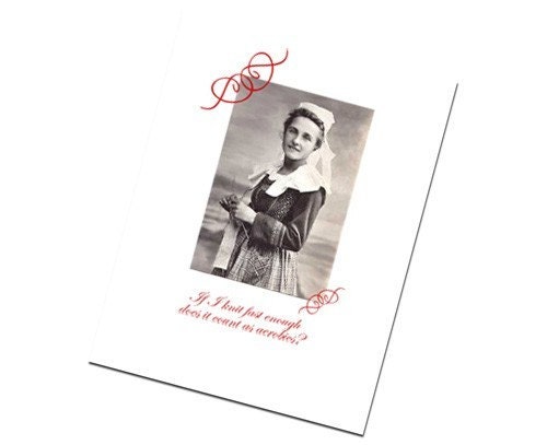 Knitting Greeting Card Funny Retro Flair Vintage Design