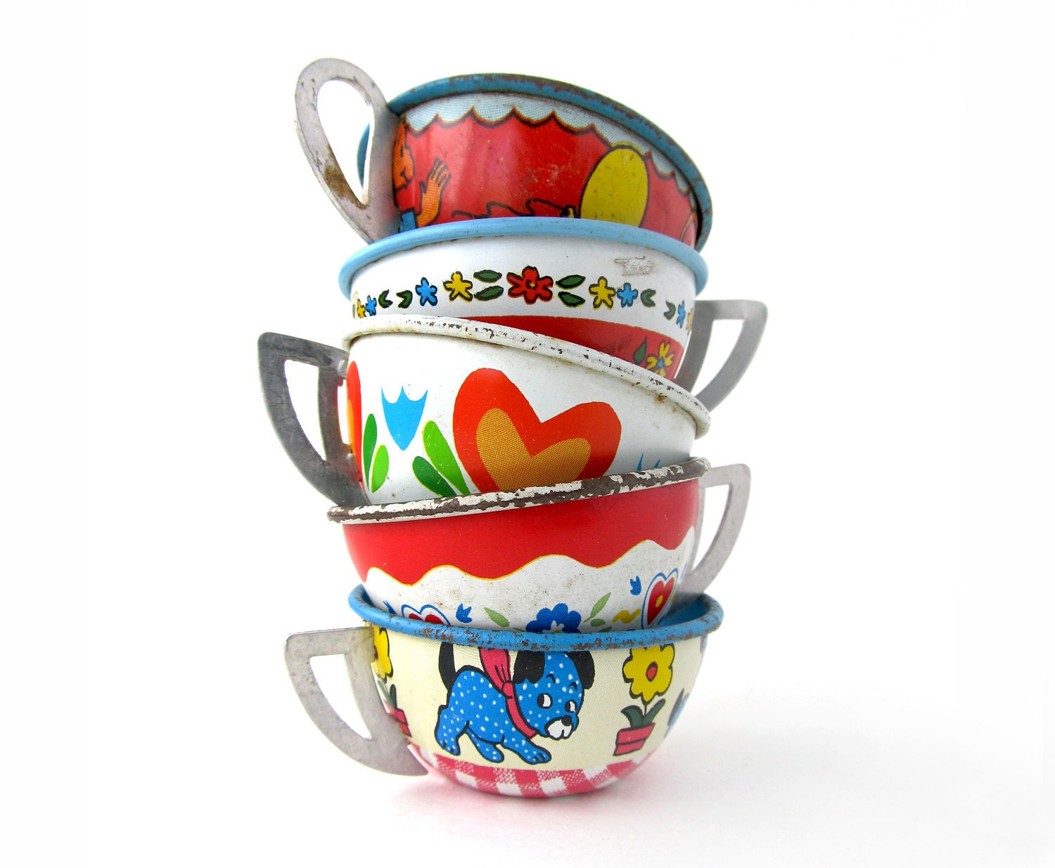 An Instant COLLECTION of TIN TEACUPS - Set of 5