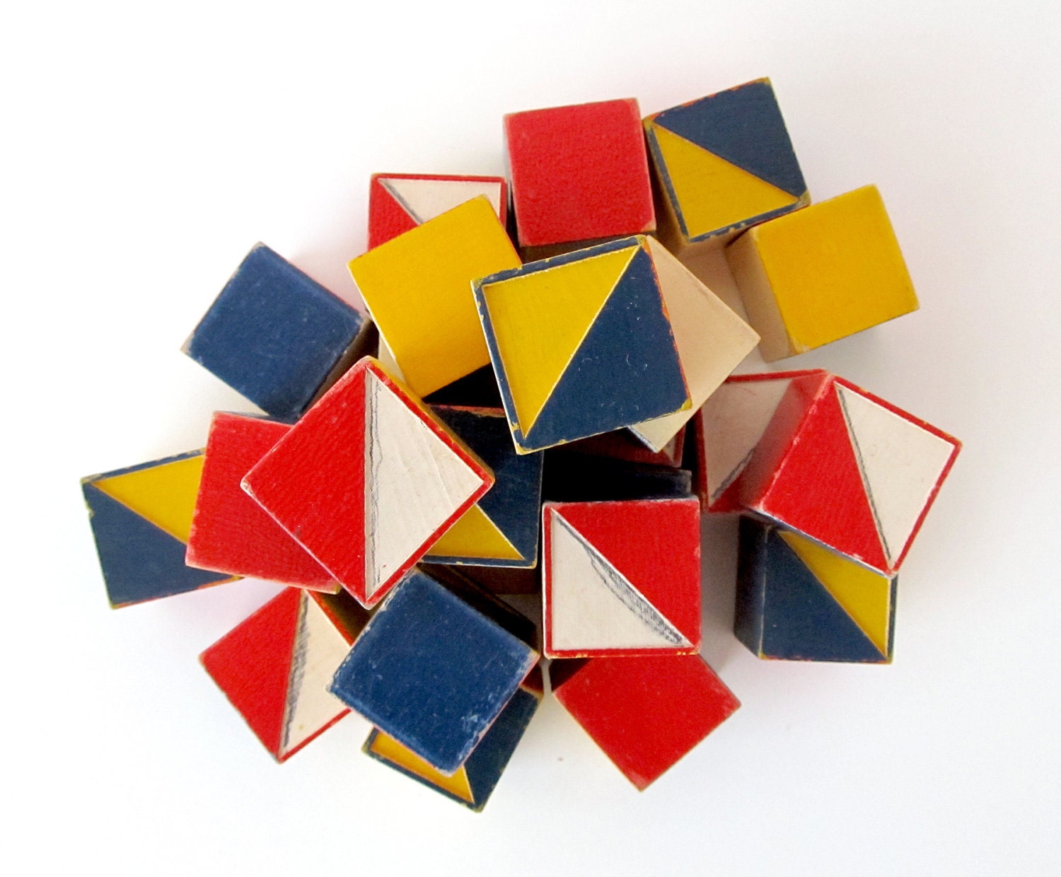 Color Cubes by The Embossing Company - Set of 25 Vintage Wooden Blocks