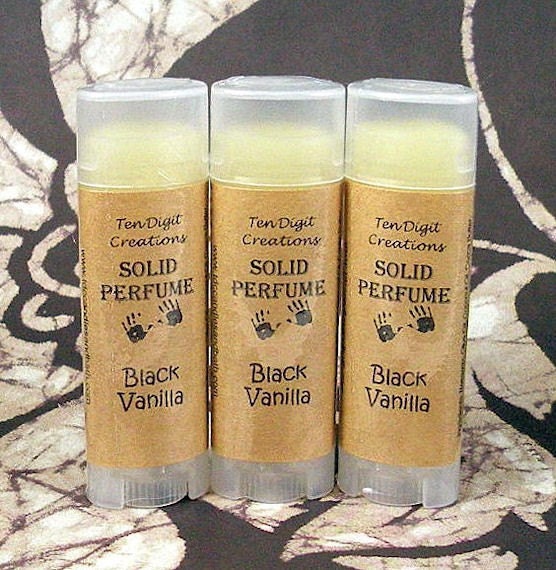 BLACK VANILLA Solid Perfume with Cocoa Butter and Vitamin E - .15oz Oval Tube (vanilla, tonka bean, patchouli)