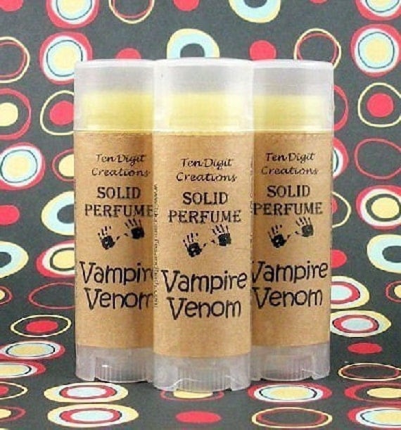 VAMPIRE VENOM Solid Perfume with Cocoa Butter and Vitamin E - .15oz Oval Tube (honey, chocolate, caramel, vanilla, patchouli, sandalwood)