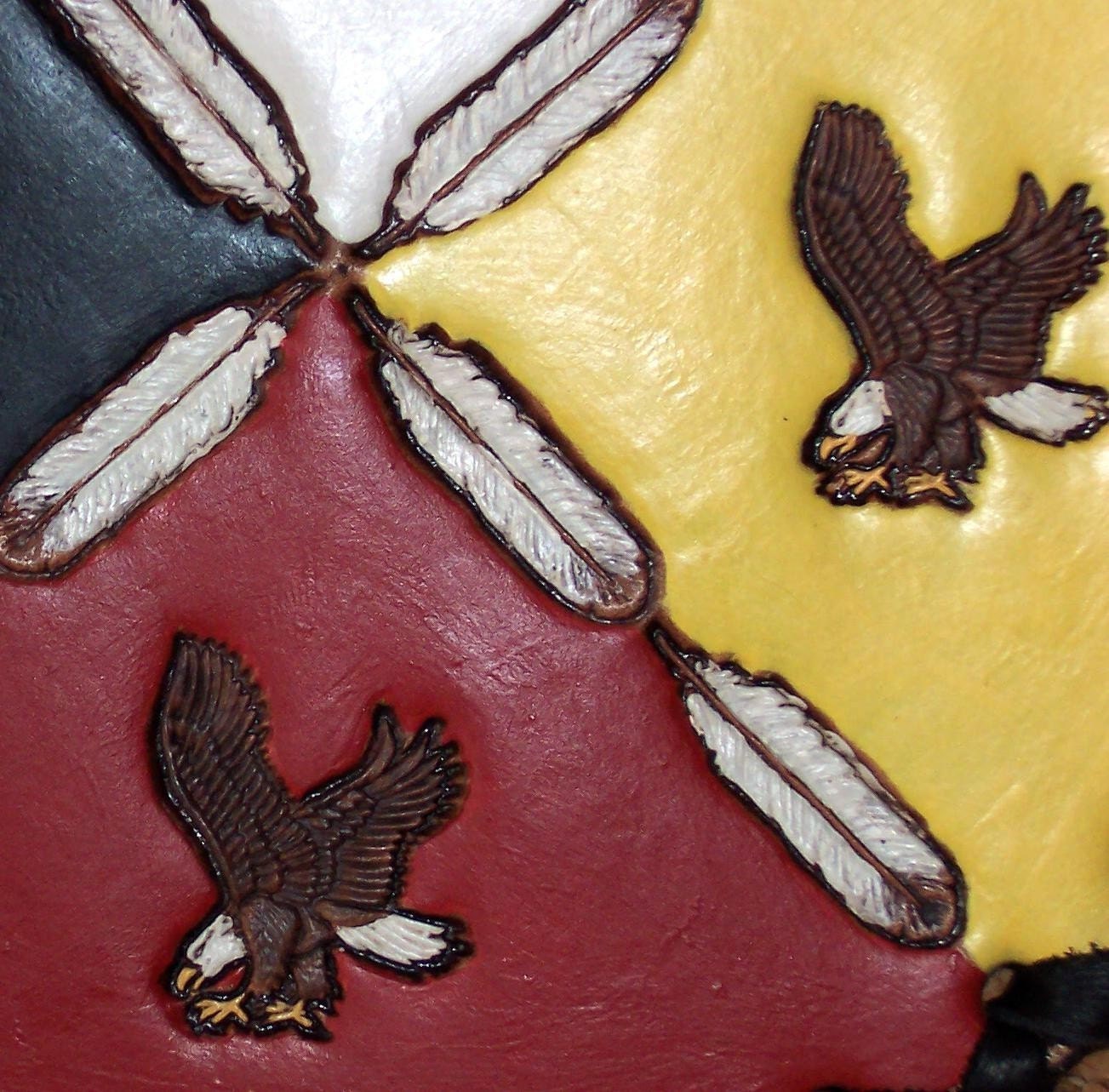 Four Eagles Medicine Wheel - Anishinabek Traditions - Leather - Excellent Bustle Spreader