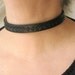 Black Leather Choker - Tooled Diamond Design - Retro Neck-Wear