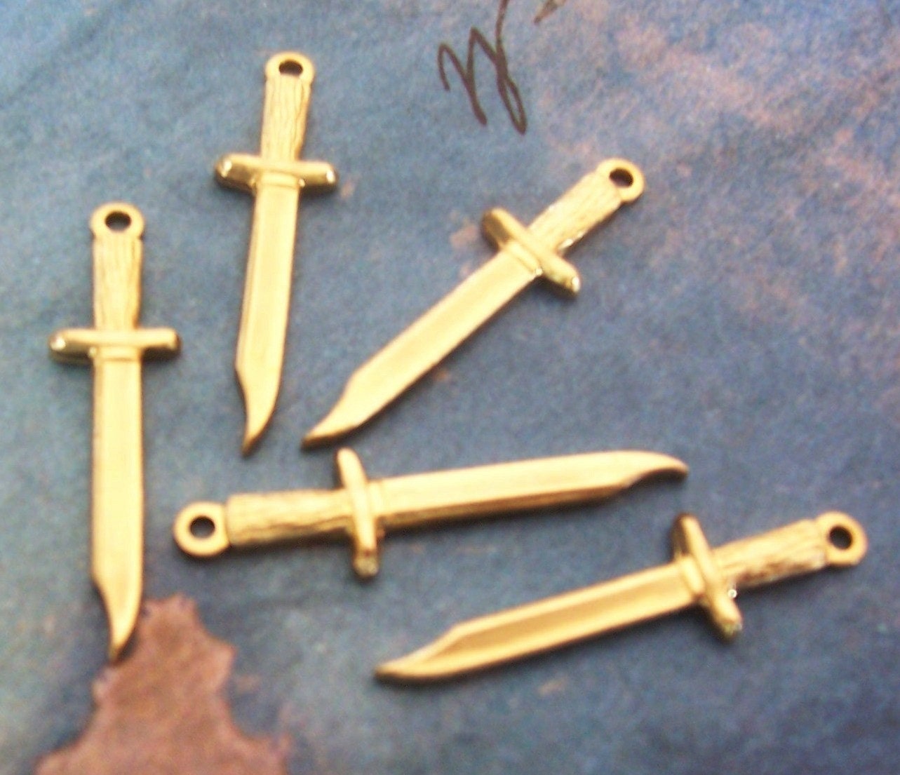 4 PC Raw Brass Little Dagger - Knife Jewelry Finding / Embellishment -  A0024
