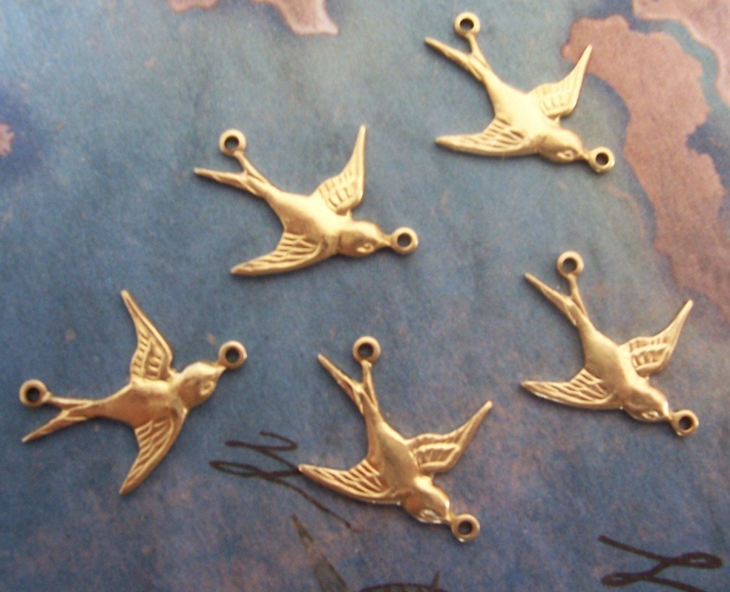4 PC Raw Brass Small Flying Swallow Jewelry Finding / Right and Left Facing - L241 - 242