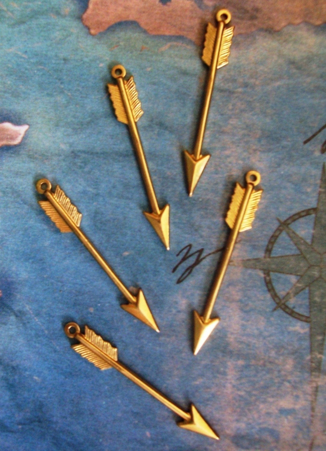 4 PC Raw Brass Cupids Arrow Charm -  A0015