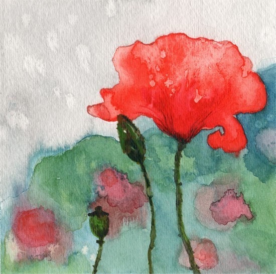 Poppy Temptation 10 art Giclee PRINT from originl watercolor painting