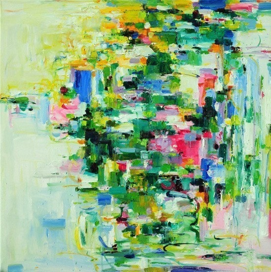 April Giclee Print 16x16 from original abstract oil painting