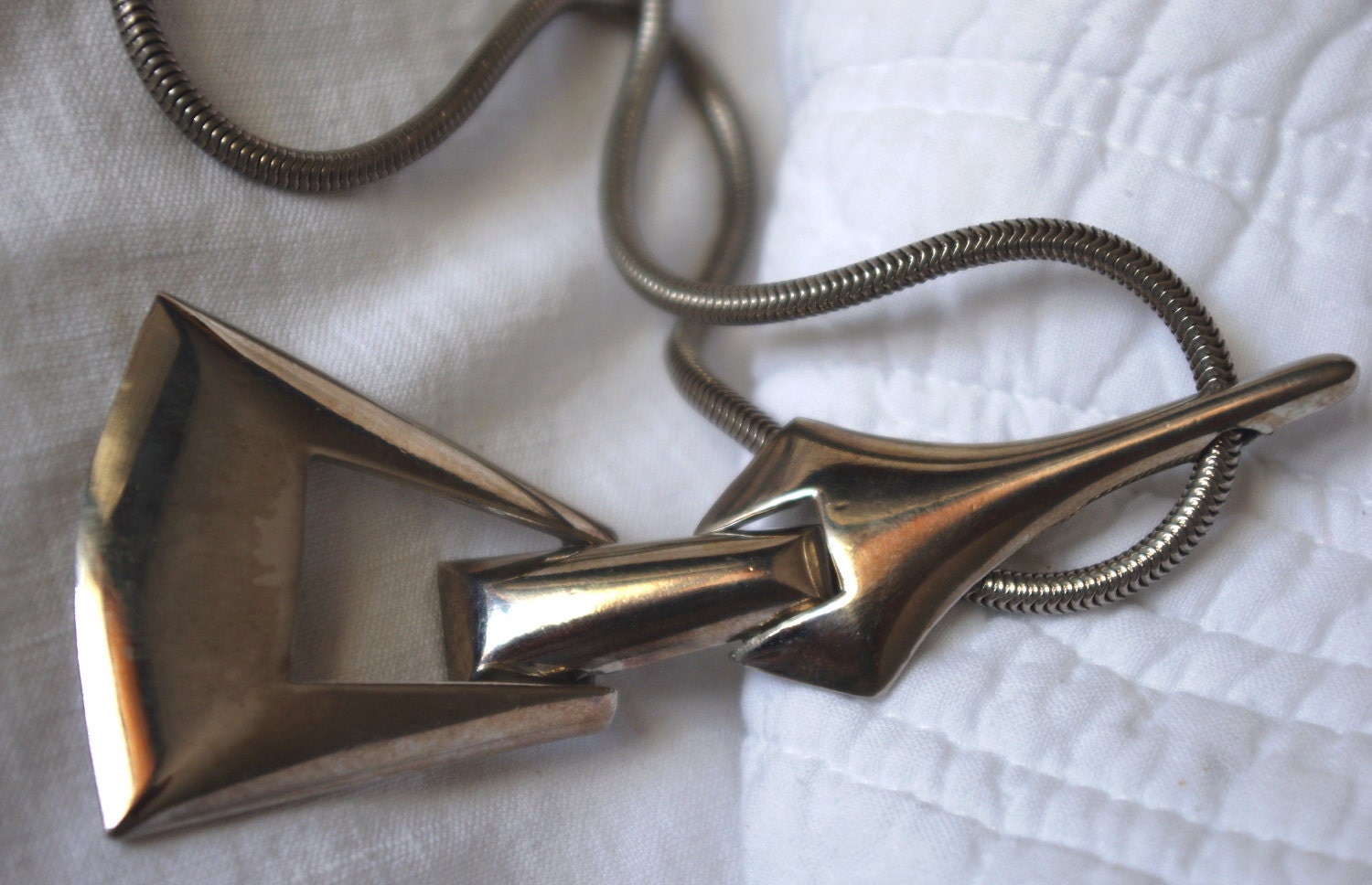 Vintage Silver Geometric Necklace 18"