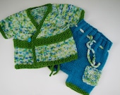 0-6 Month Kimono Sweater And wool Diaper Soaker Set