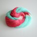 Hand Dyed Sock Yarn - Fingering Yarn - Red Sky in the Morning - Coral Red and Turquoise Blue - Superwash Merino / Nylon - 463 yards
