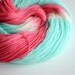 Hand Dyed Sock Yarn - Fingering Yarn - Red Sky in the Morning - Coral Red and Turquoise Blue - Superwash Merino / Nylon - 463 yards