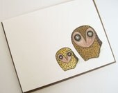 Two Spotted Owls Note Card // Blank