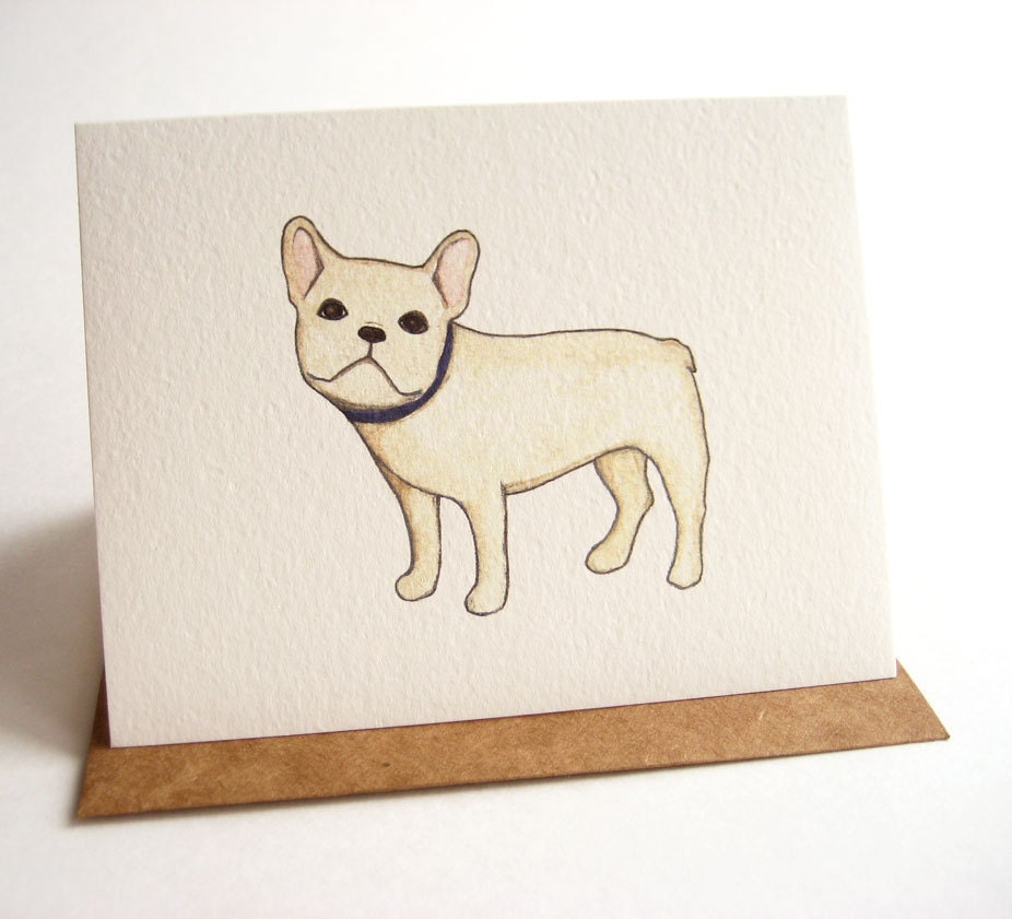 French Bulldog Note Card // Cream