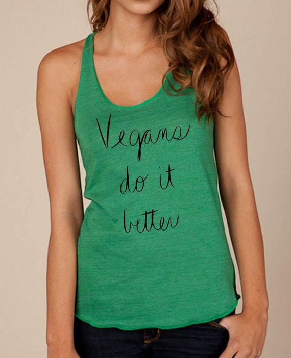 VEGANS do it better Girls Ladies Heathered Tank Top Shirt silkscreen screenprint Alternative Apparel