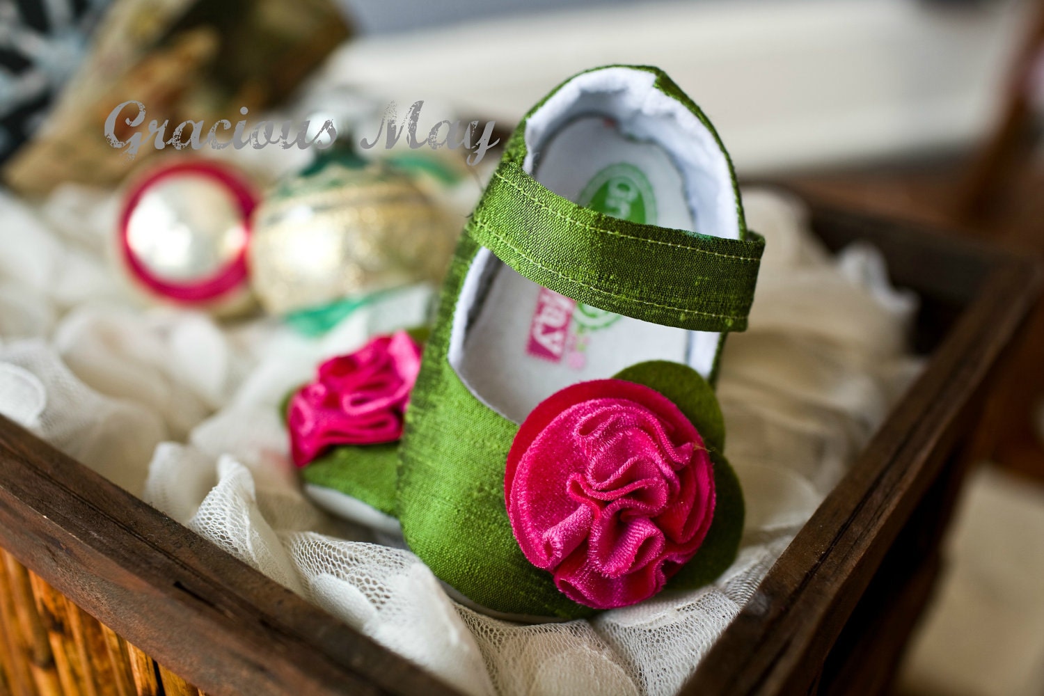 Garnet and Emerald Mary Jane - Holiday Christmas Baby and Toddler Girl Shoes