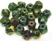VINTAGE German Metallic Iridescent GLASS BEADS Faceted 5mm pkg 20 gl560