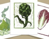 Vegetable and fruit block print reproductions-- Your choice of 4