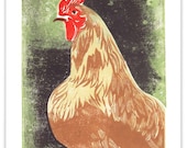 Betty the Hen Block Print Reproduction