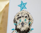 Labradoodle with Holiday Lights -- Holiday Letterpressed Card Set