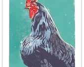 Mattie the Hen Block Print Reproduction