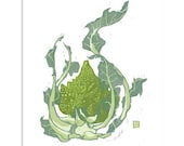 Romanesque Cauliflower block print reproduction
