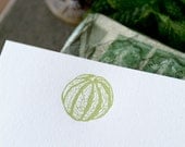 Green French Melon Letterpressed Flat Panel Card Set (6 cards)
