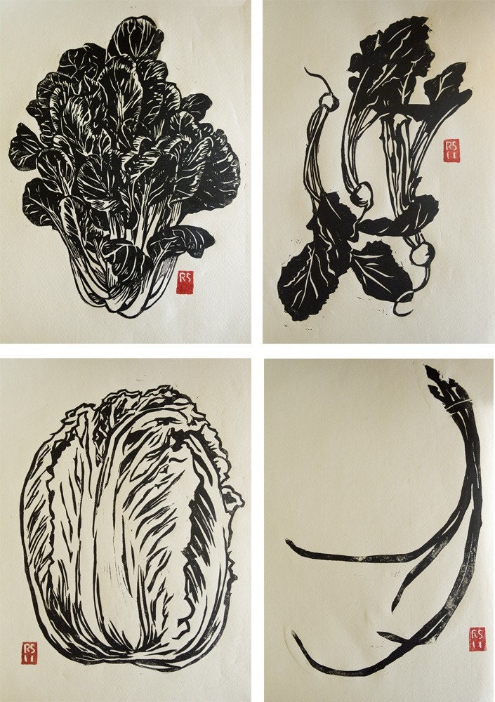 Japanese Turnips Hand-printed Block Print