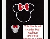 MINNIE APPLIQUE and FILLED EMBROIDERY DESIGNS 8 designs