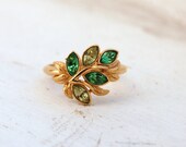 Vintage 1974 AVON Citrine Leaf Lights Ring