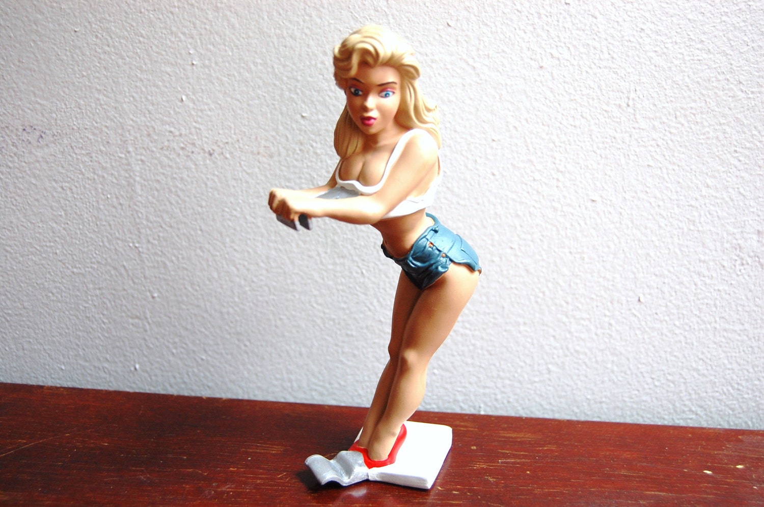 Vintage 1980s R. DEMARS for GANZ Pin Up Girl Beer Can Holder