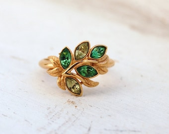 Vintage 1974 AVON Citrine Leaf Lights Ring