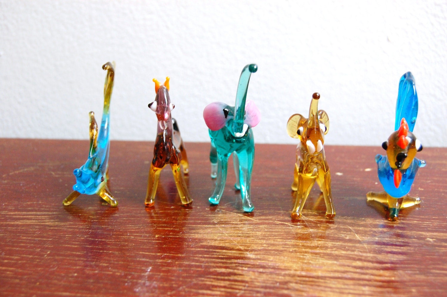 Vintage 1950s Murano Art Hand Blown Glass Animal Figurines (Set of 5)