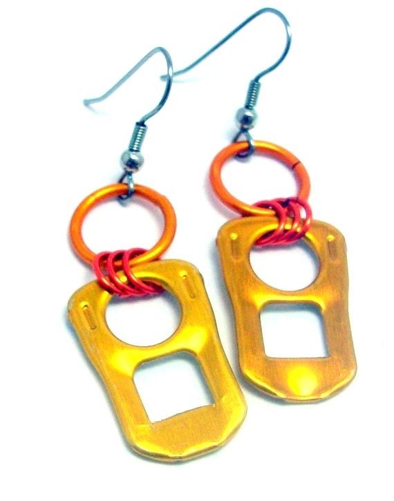 SALE - Upcycled Recycled Soda Pop Tab Earrings BUY 3 GET 1 FREE - was 7 Dollars