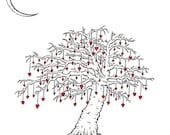The Tree at the Edge of The World. Print of original heart drawing by seth with three free postcards